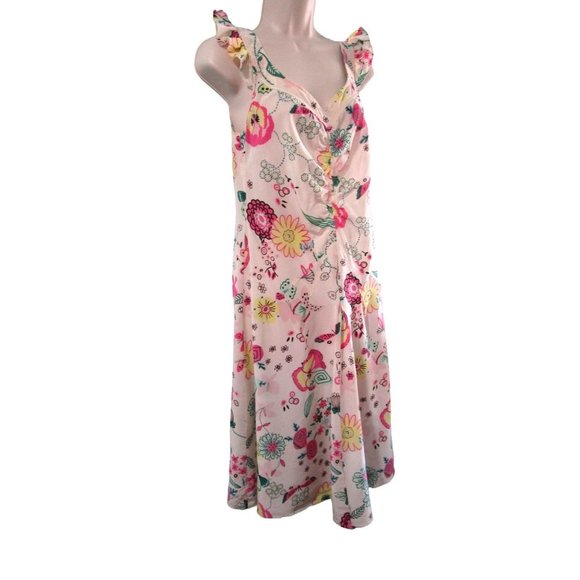 Moschino Cheap And Chic Silk Floral Butterfly Garden Dress US Size 10 Imperfect - Picture 8 of 16